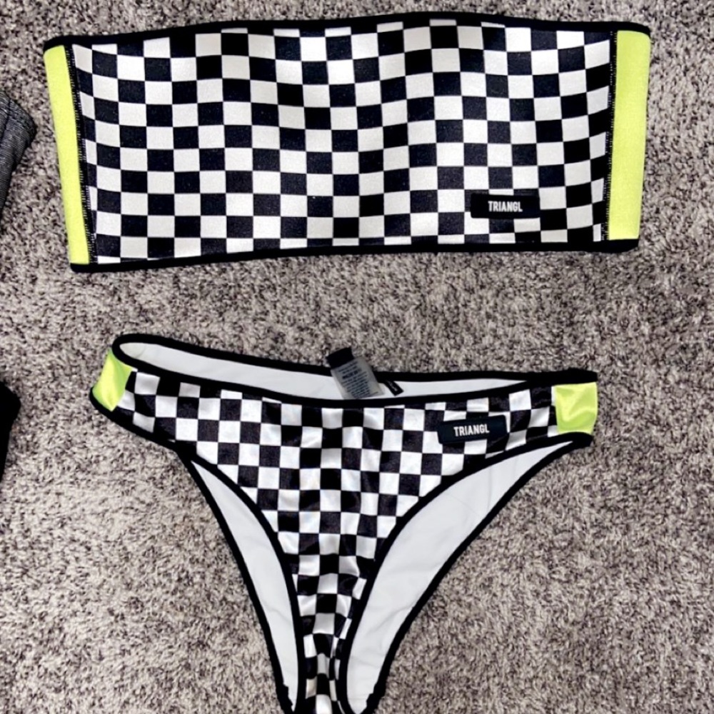 Checkerboard bikini top and bottom